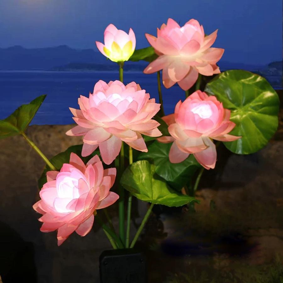 

LED Solar Lotus Field Plug in Light Landscape Lawn Balcony Atmosphere Courtyard Light 3 lotus flowers