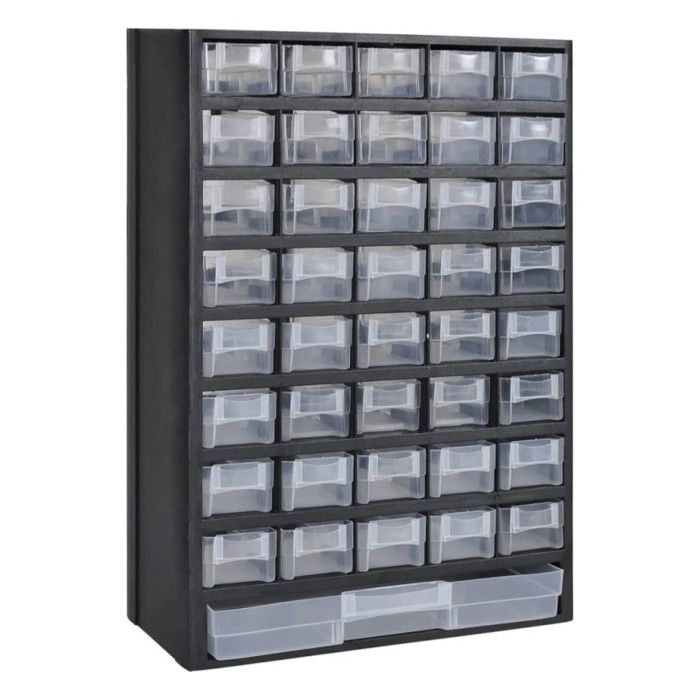 Boîte à outils - vidaXL - 41 tiroirs - Plastique - Noir - 2 pcs