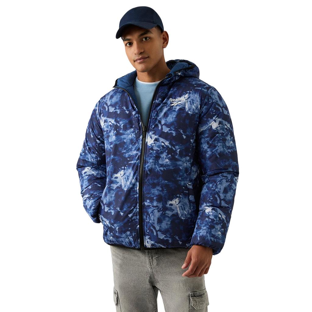 Reebok Chaqueta acolchada reversible para hombre con bloques de color