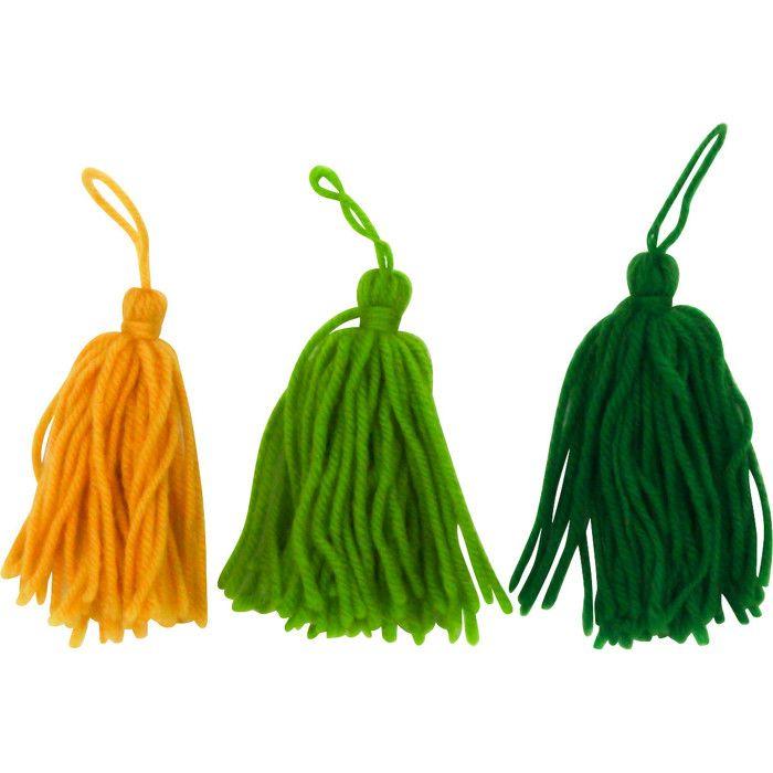 Wool Pompom Puff Camaieu Green 8cm 3 Pieces