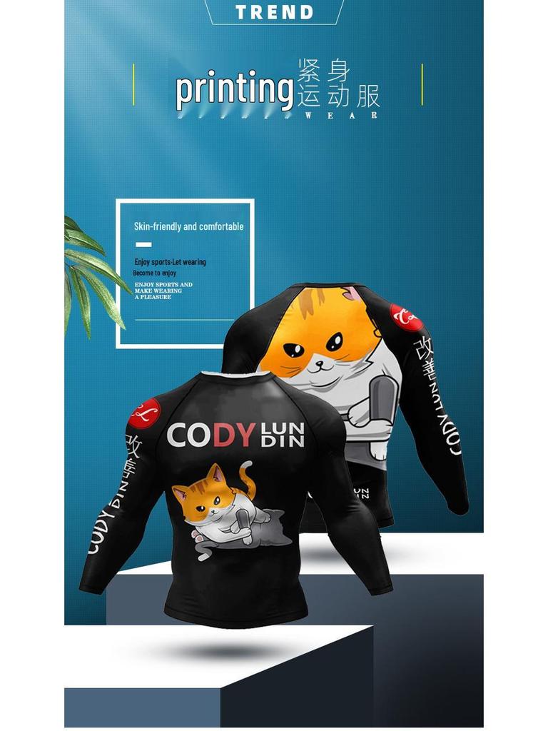 Digital Print Quick-Dry Long Sleeve Training Top - Autumn/Winter Running Tee