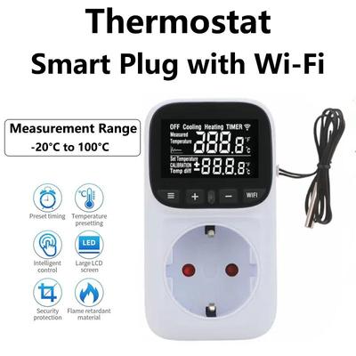 WIFI Digital Thermostat Socket 16A Outlet Plug Remote Temperature Controller Switch Cooling Heating 2M Temperature Sensor
