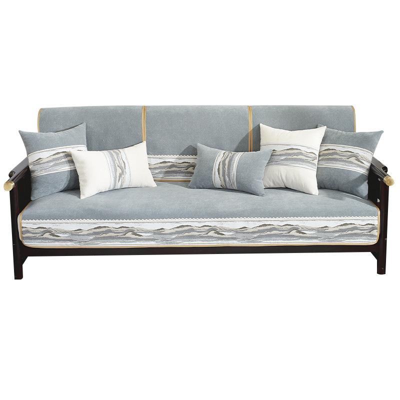 Neues chinesisches Sofakissen Mahagoni Massivholz Leichter Luxus Hoher Sinn Rutschfest Universell für alle Jahreszeiten Neue Bezug Handtuchbezug Stoff