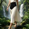 Lightweight Cotton Blend Aline Skirt With Color Blocking For Urban Office Wear