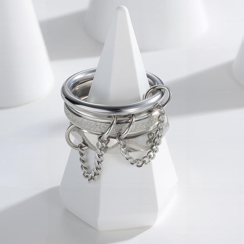 European-American Titanium Steel Stackable Finger Ring - Niche Design