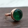 Round Cut Green Emerald 925 Sterling Silver Rose Gold Fill Ring Jewelry, Statement Gift Artisan Ring