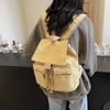 Retro Canvas Backpack Women's New Backpack Trendy Solid Color Casual Versatile Class Travel Schoolbag