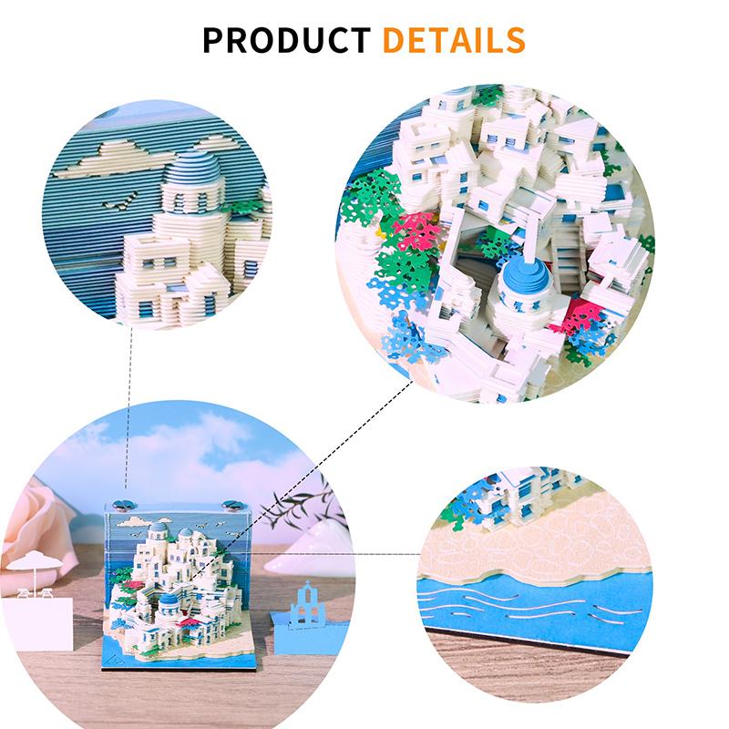 3D Paper Carving Art Craftwork Memo Pad Notepad Note Pad Desk Decoration Creative Diy Decorative Gift For Christmas Housewarming