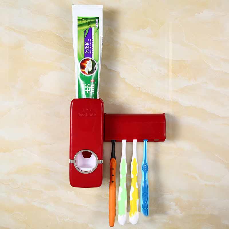 Automatic Toothpaste Dispenser Toothbrush Holder Wall Mount Tooth Brush Storage Rack Bathroom Accessories