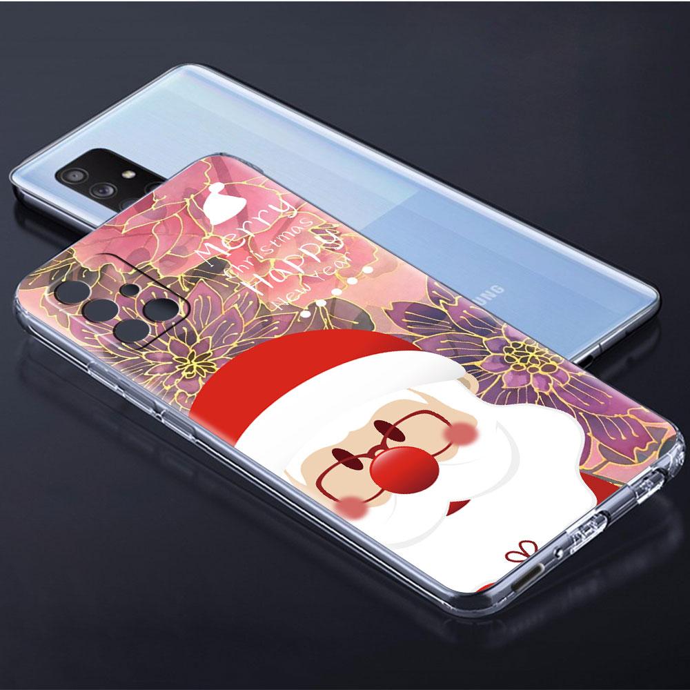 Průhledný kryt s červeným nosem losa a Santa Clausem pro Samsung Galaxy A52 A12 A51 A32 A21s A71 A32 A22 50 A70 A31 A72 5G