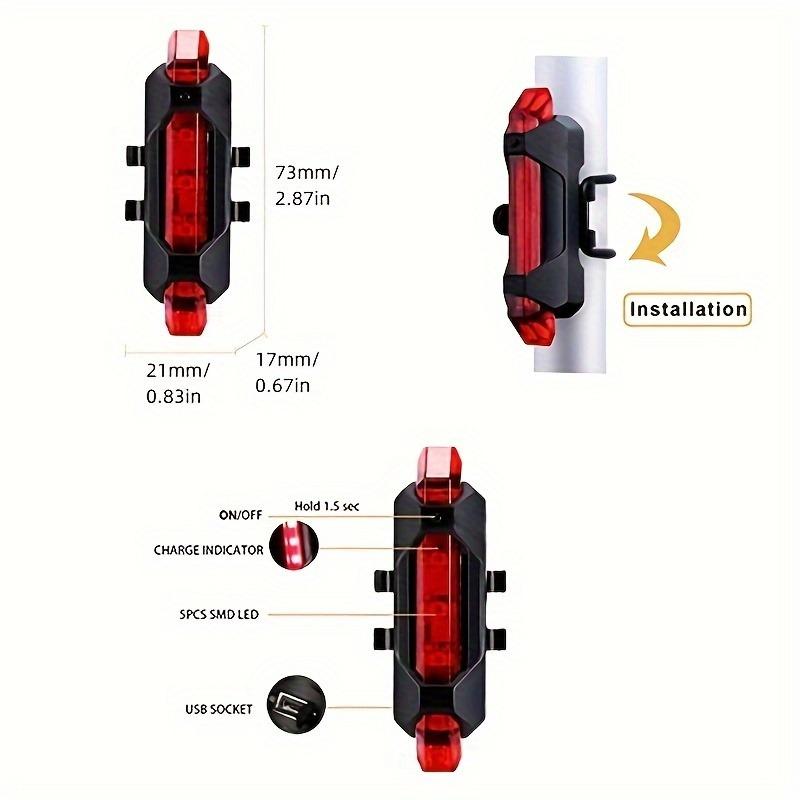 Wiederaufladbares USB-Fahrradrücklicht LED-Sicherheitswarnleuchte Superhell für Nachtfahrten Fahrradzubehör