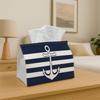 1pc Modern Nautical Symbolic Decorative Tissue Box, Anchor Illustration Stripes - for Home, for Party, Car, Kitchen & Bathroom - Tissue Holder for Eve
