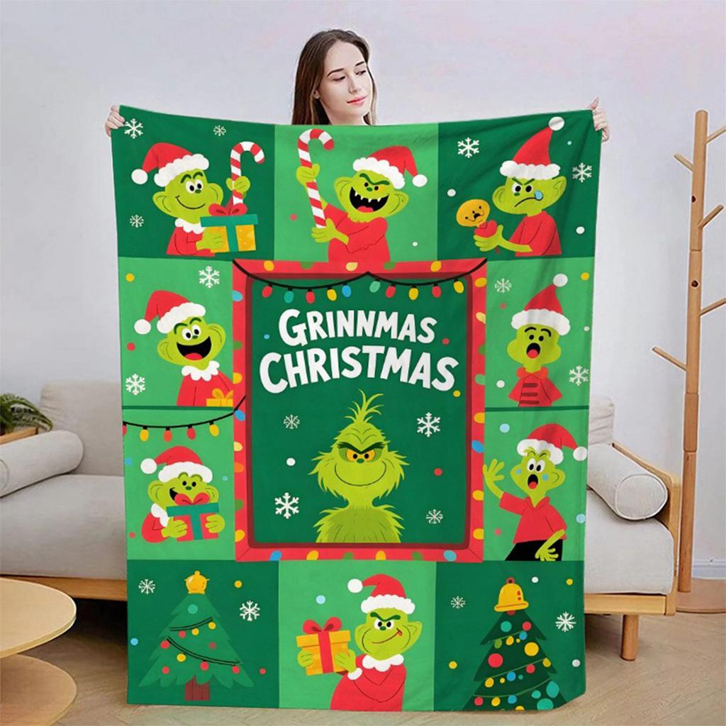 Flannel Blanket Digital Print For Midday Rest Blanket, Christmas Cartoon Air-conditioned Blanket.