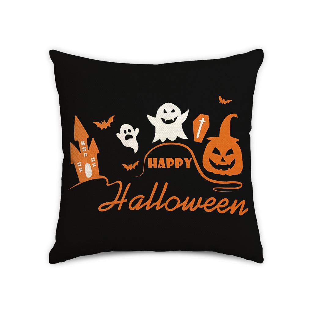 1pc Halloween Cushion Cover with Castle Web Witch Ghost Pattern Pillowcase for Festival Living Room Bedroom Decoration 45x45cm
