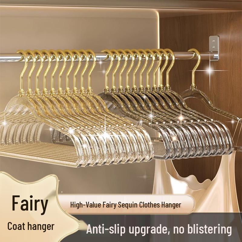 Transparent Non-Slip Clothes Hanger, Gold Powder Finish, Modern & Simple Design for Household Storage Silver Hook Misty Green Hanger
