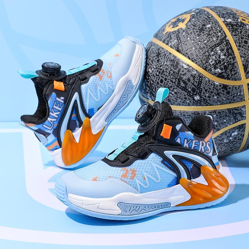 Boys basketball shoes Kobe breathable actual combat wear-resistant non-slip basketball shoes competition rotating button explosive shoes sports shoes