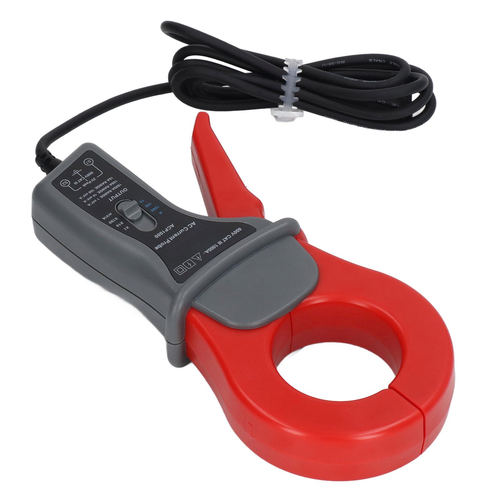 Oscilloscope AC Current Probe 10Hz To 100kHz 1000A Current Test Clamp Probe with 1.55m BNC Coaxial Output Cable ABS
