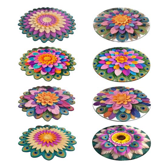Yousheng Diatomaceous Earth Floor Mat 3D Realistic Rainbow Sunflower Pattern Quick Dry Non-Slip Absorbent Mat
