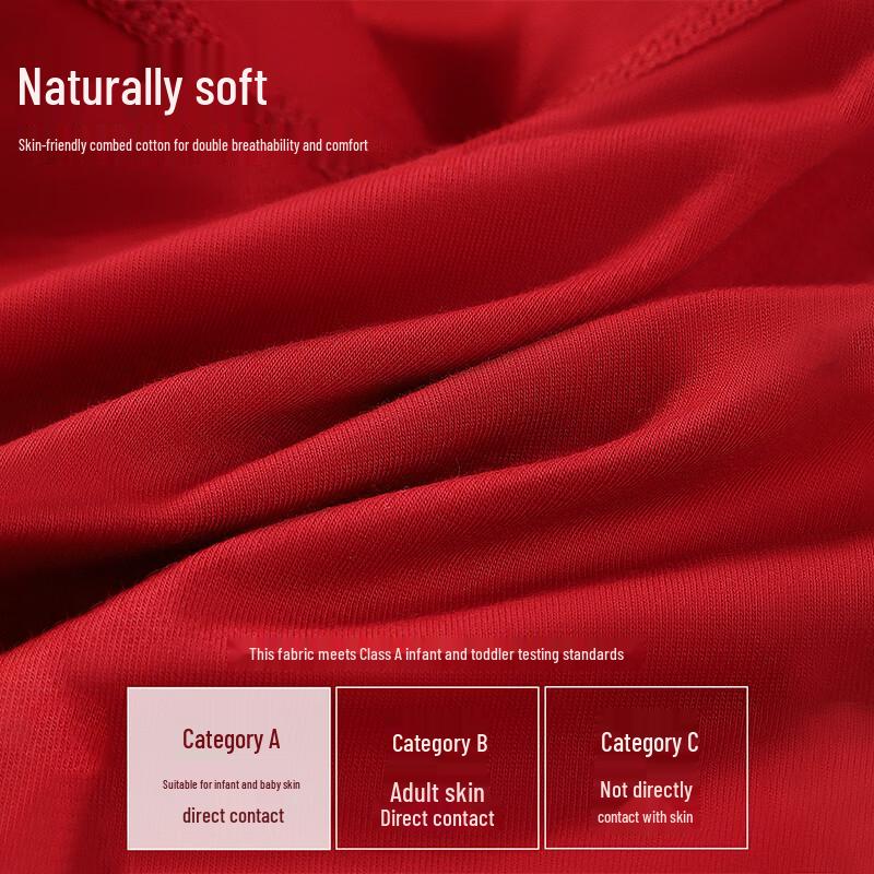 LangSha Boys' Pure Cotton Red Boxer Briefs