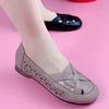 Mom Shoes Single Shoes Soft Surface Flat Bottom Comfortable Beef Tendon Sole Middle-aged and Elderly Summer Hollow Women's Shoes 2025 New Hole Shoes