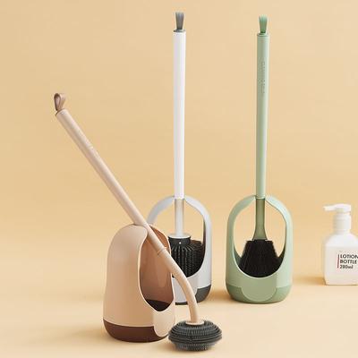 Toilet Brush with Base No Dead Corners Household Bathroom Cleaning Brush Long Handle Toilet Brush Wall Mounted Toilet Brush