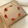 Double-Sided 13mm Four-Leaf Clover & Five-Flower Bracelet - Korean Fashion, Fade-Resistant