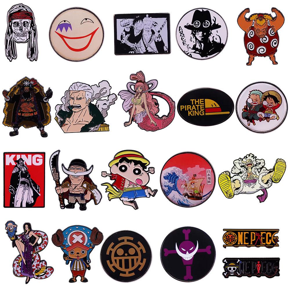 C7G Japan Anime One Piece Enamel Pin Monkey D Luffy Metal Cartoon Brooch Men Women's Brooches Cool Briefcase Badges Decorate