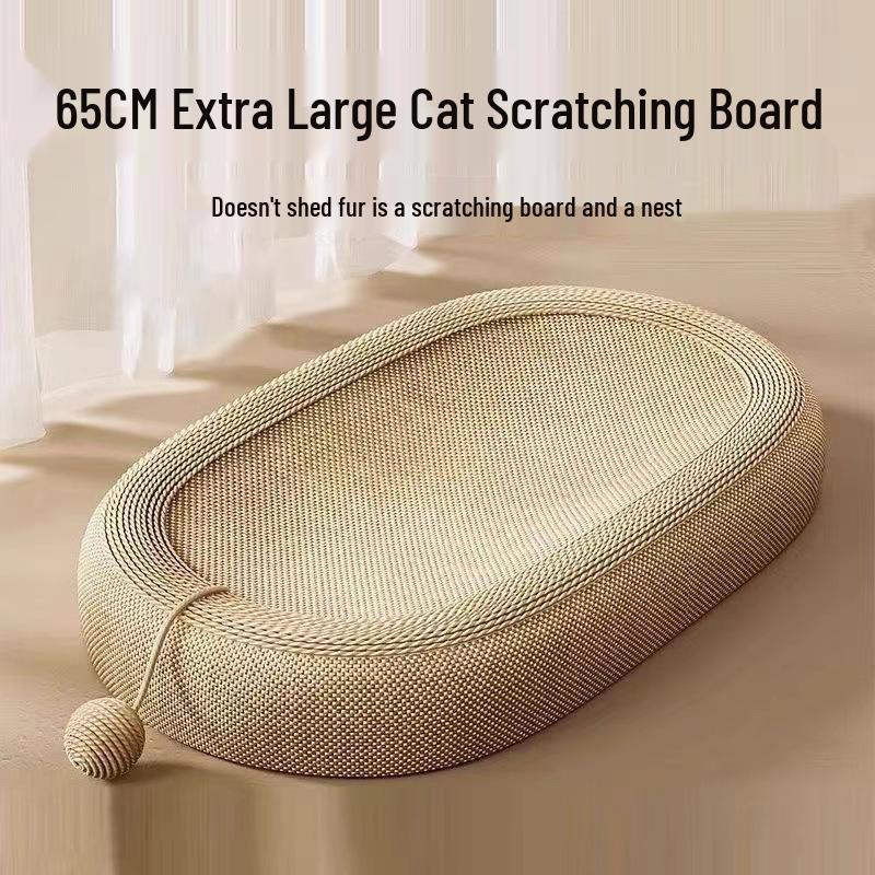 Oval Sisal Cat Scratching Board & Bed - Big Face Design for Self-Amusement and Claw Grinding