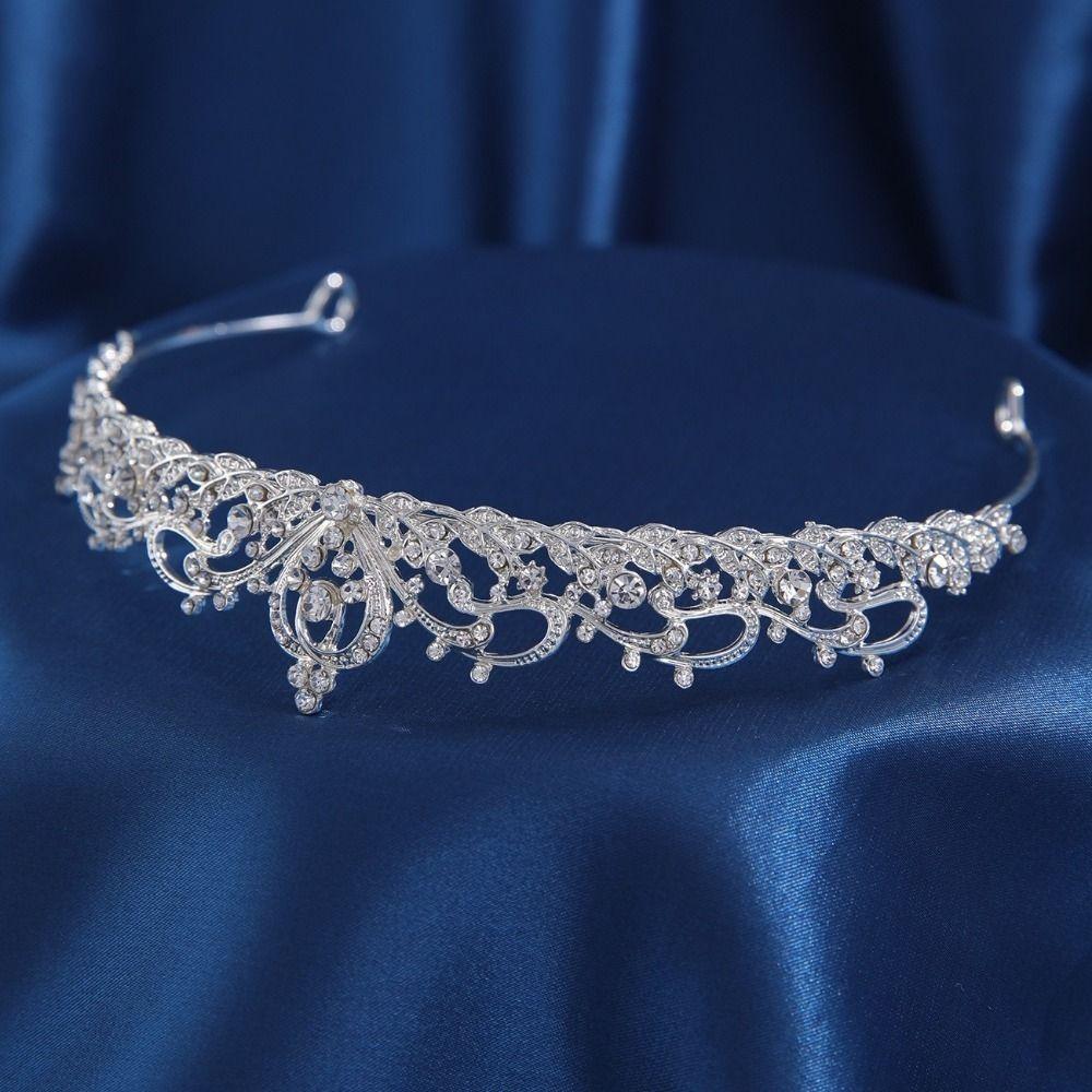 Classical Rhinestone Headband Vintage Princess Crown Bridal Headwear for Women Girl