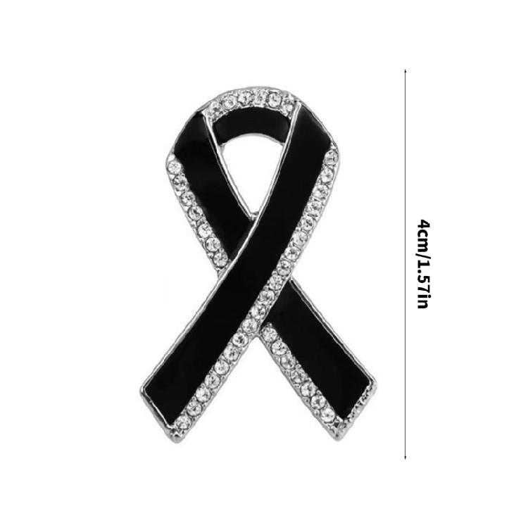 Sophisticated Ribbon Shaped Brooch Classical Black Awareness Lapel Pin For Business Wear Special Occasions