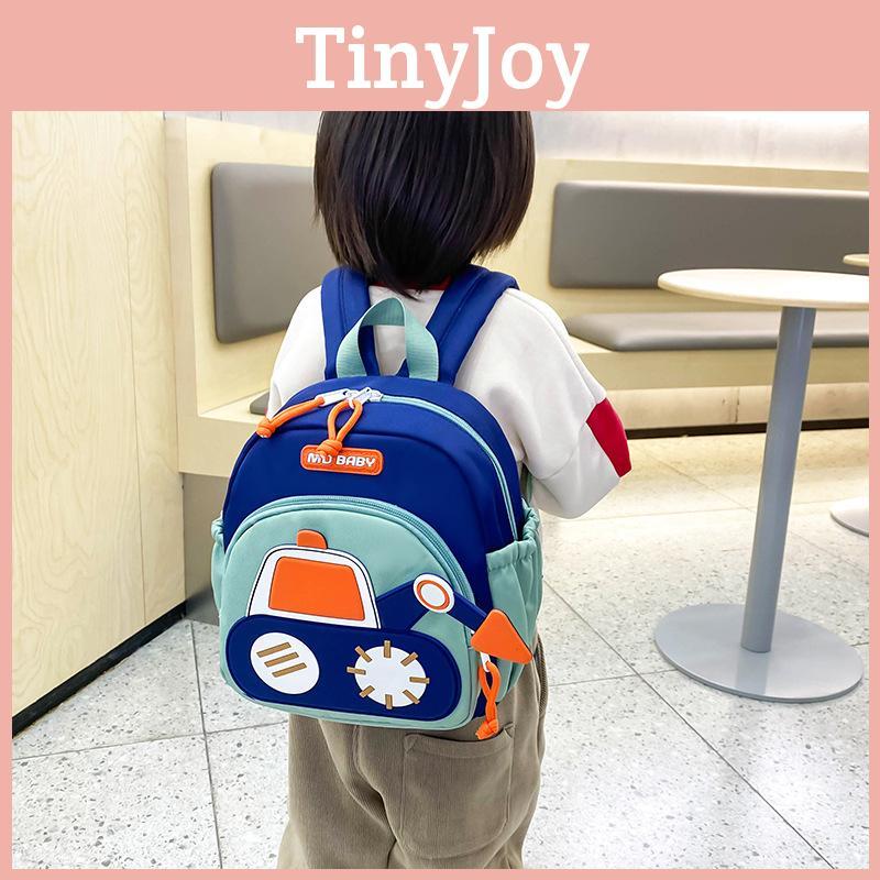 Cartoon Excavator Kids Backpack With Breathable Nylon For Preschool Children