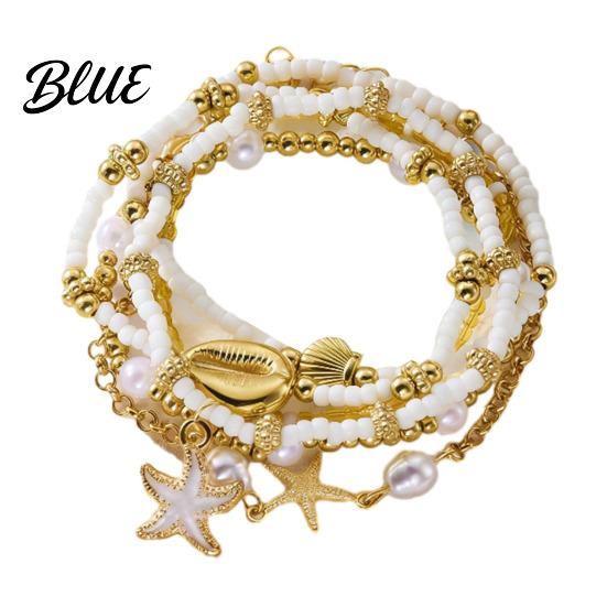 Natural Imitation Pearl Bracelet 6Pcs Women Pearls Rice Beads Starfish