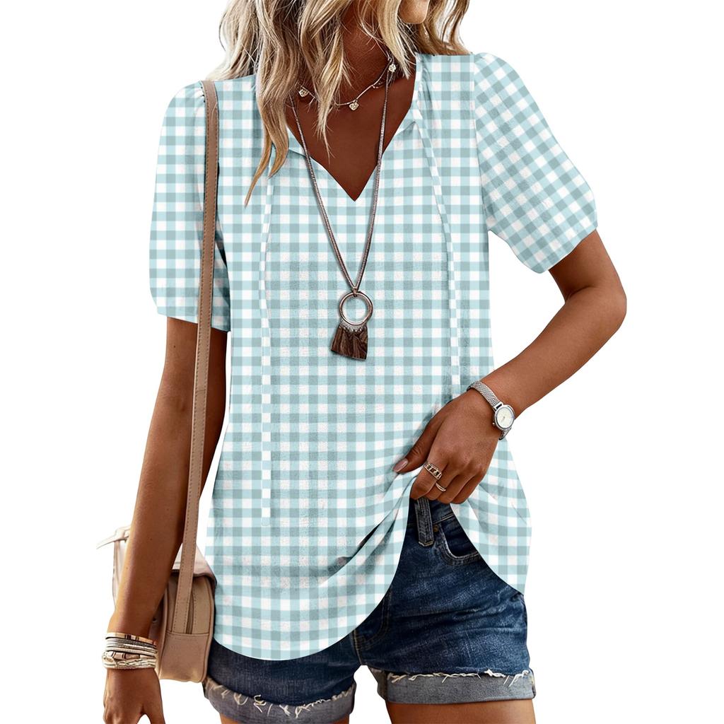Women's Fashion Casual Checkered Print Top
