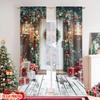 Flat Printing Merry Christmas Popular Window Curtains Winter Fairy Durable Polyester Without Electricity Set Of 2 Made