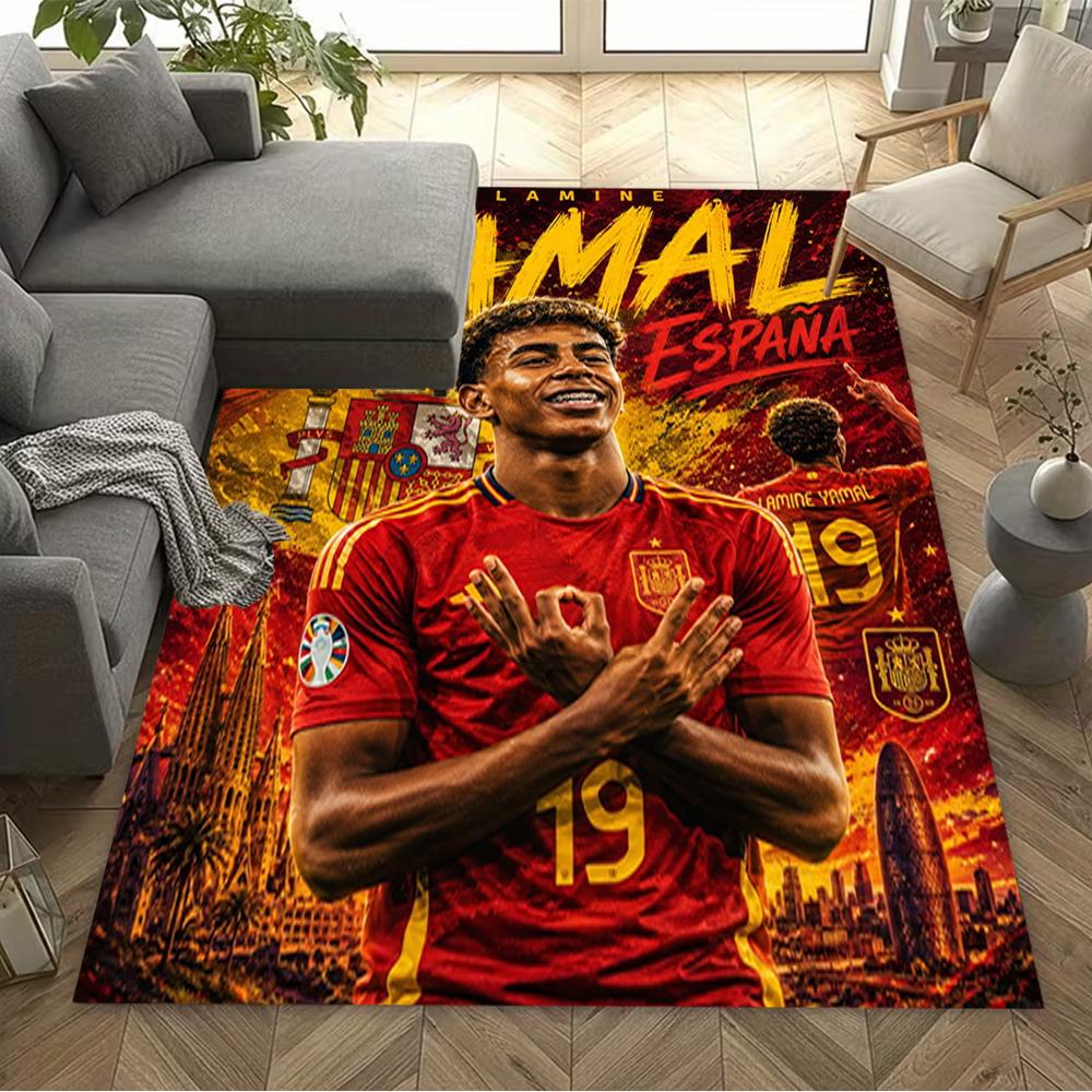 Lamine Yamal's Musik Sport Fusion Teppich Perfekt für Wohnzimmer Schlafzimmer Küche Balkon Rutschfester Teppich Anime Büro Dekoration Geschenk für Festivals
