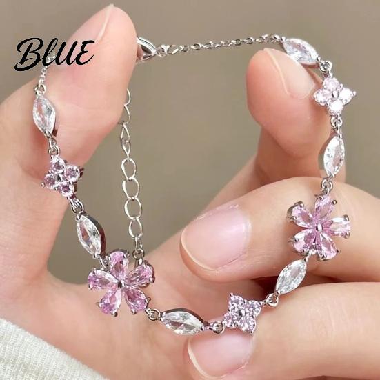 Non-fading Bracelet Women Shiny Rhinestones Inlaid Flower Comfortable Wear Shape