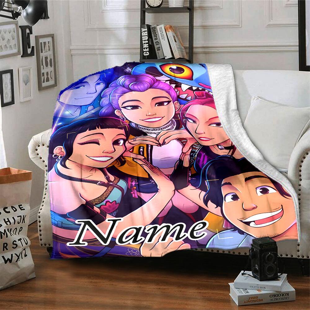 Customizable KPop Demon Hunters24 Throw Blanket – Personalized Name, All-Season Cozy Snug Blanket, Machine Washable, Personalized Blanket