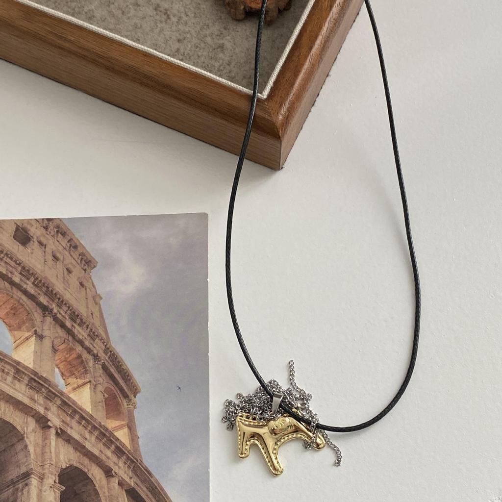 Korean Fashion Tassel Little Horse Necklace - Trendy Hip Hop Style Pendant Sweater Chain for Autumn and Winter.