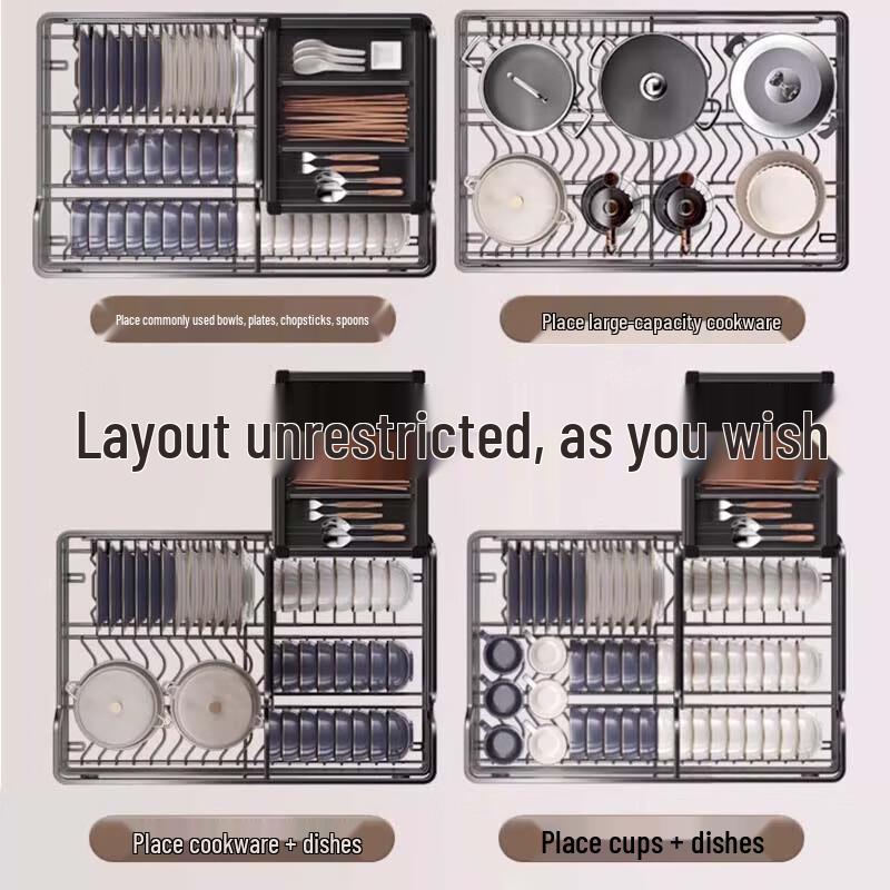 Beifu Double-Layer Freestanding Kitchen Drawer Organizer