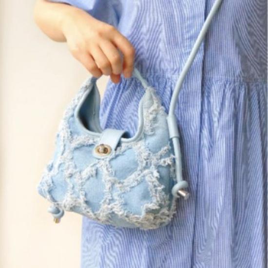 Quaste Unifarbene Canvas-Tasche Hochwertige Vintage-Jeans-Tasche für Damen Neues Nischen-Design Quasten-Umhängetasche