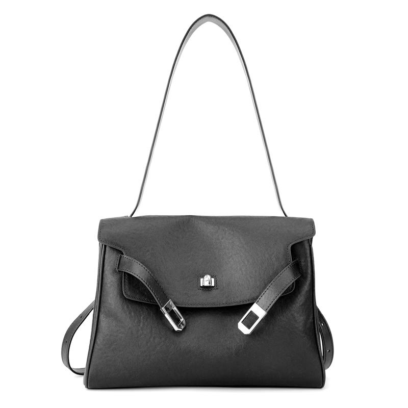 

New Niche Luxury Designer Shoulder Crossbody Underarm Bags Vintage Genuine Leather Ladies Wide Shoulder Strap Large Capacity Bag 25x11x18Cm чёрный