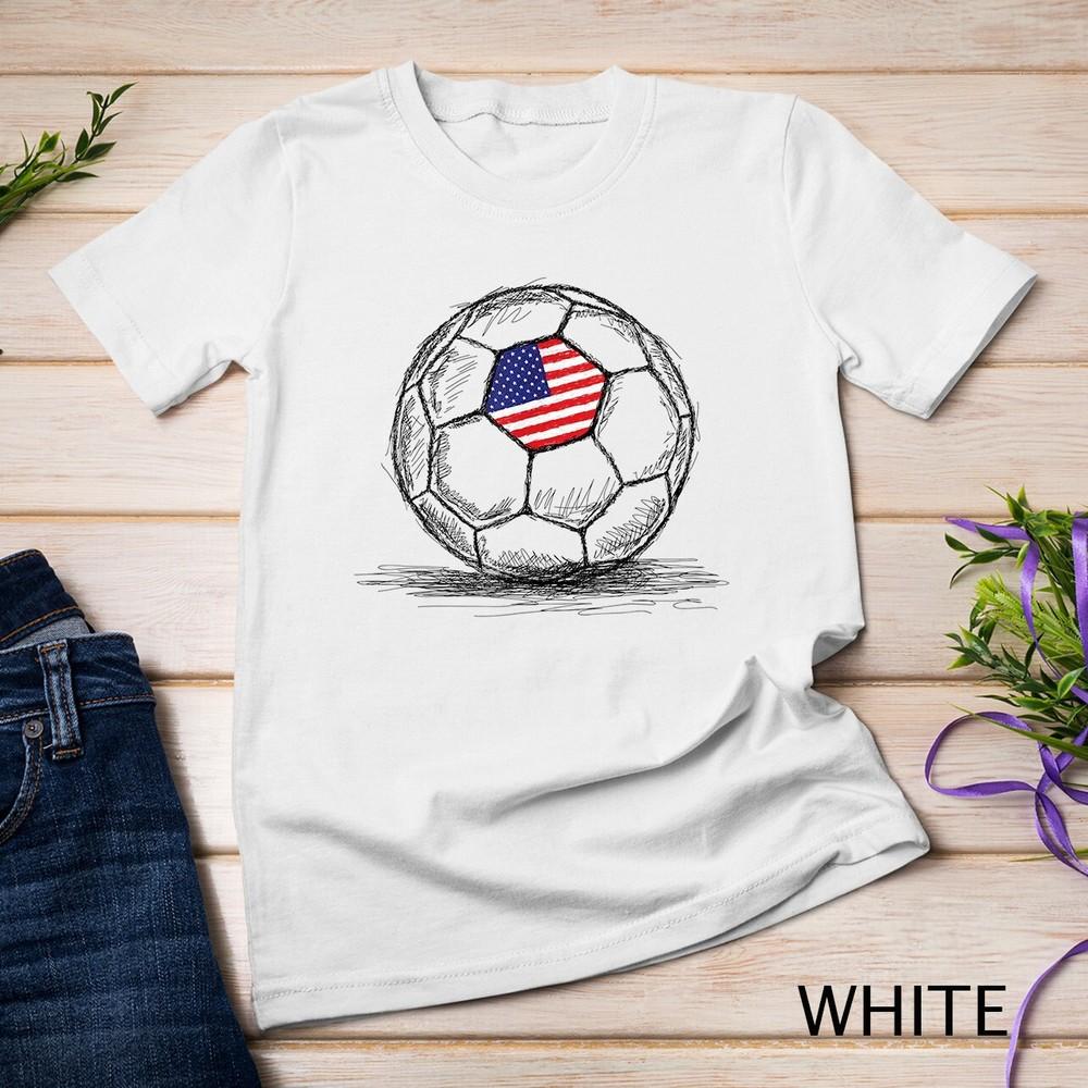 

US USA America Flag on Soccer Ball Football Unisex T-shirt 2XL