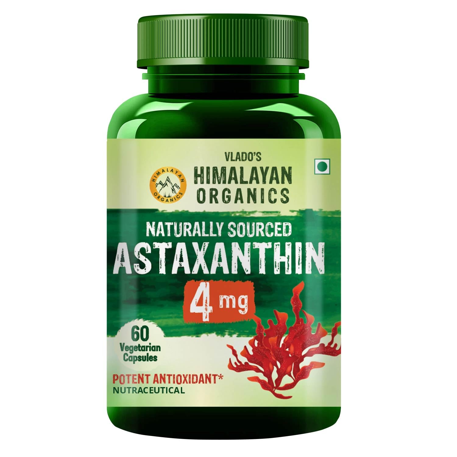 

Vlado s Himalayan Organics Astaxanthin 4mg Veg Capsules Antioxidant Support For Skin Eye Brain Health 60 Count Supplement