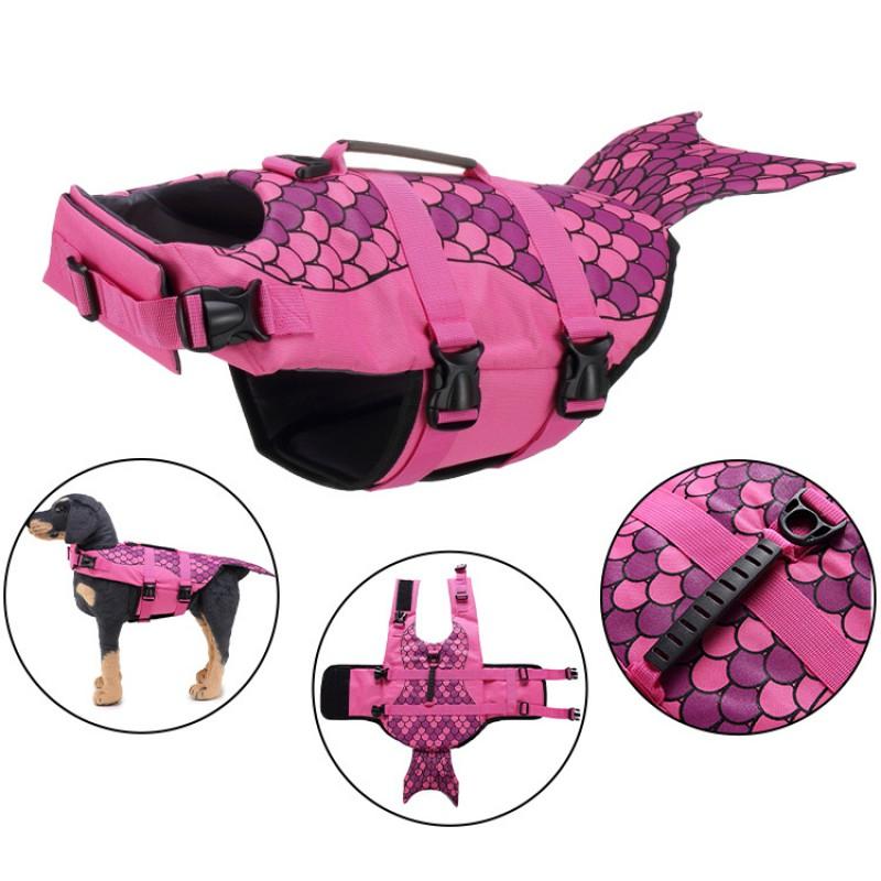 Pet Life Jacket Medium To Large Dogs Swimming Vest With Reflective Stripes Adjustable Hook-and-Loop