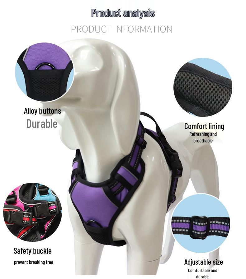 Reflective Harness for Medium & Large Dogs - Vest Style Dog Chest Harness.