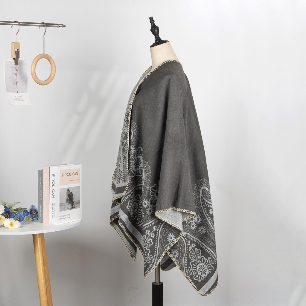 Warm Cold Shawl Cape Women Outdoor Camping Warm Outside Blanket Imitation Cashmere Double-Sided Shawl