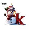 Personalized Snowman Letter Ornaments 2D Christmas Ornaments, for Tree, Customized Party Favors Kids Initial Ornament, Ornament DIY Hanging Xmas Decor