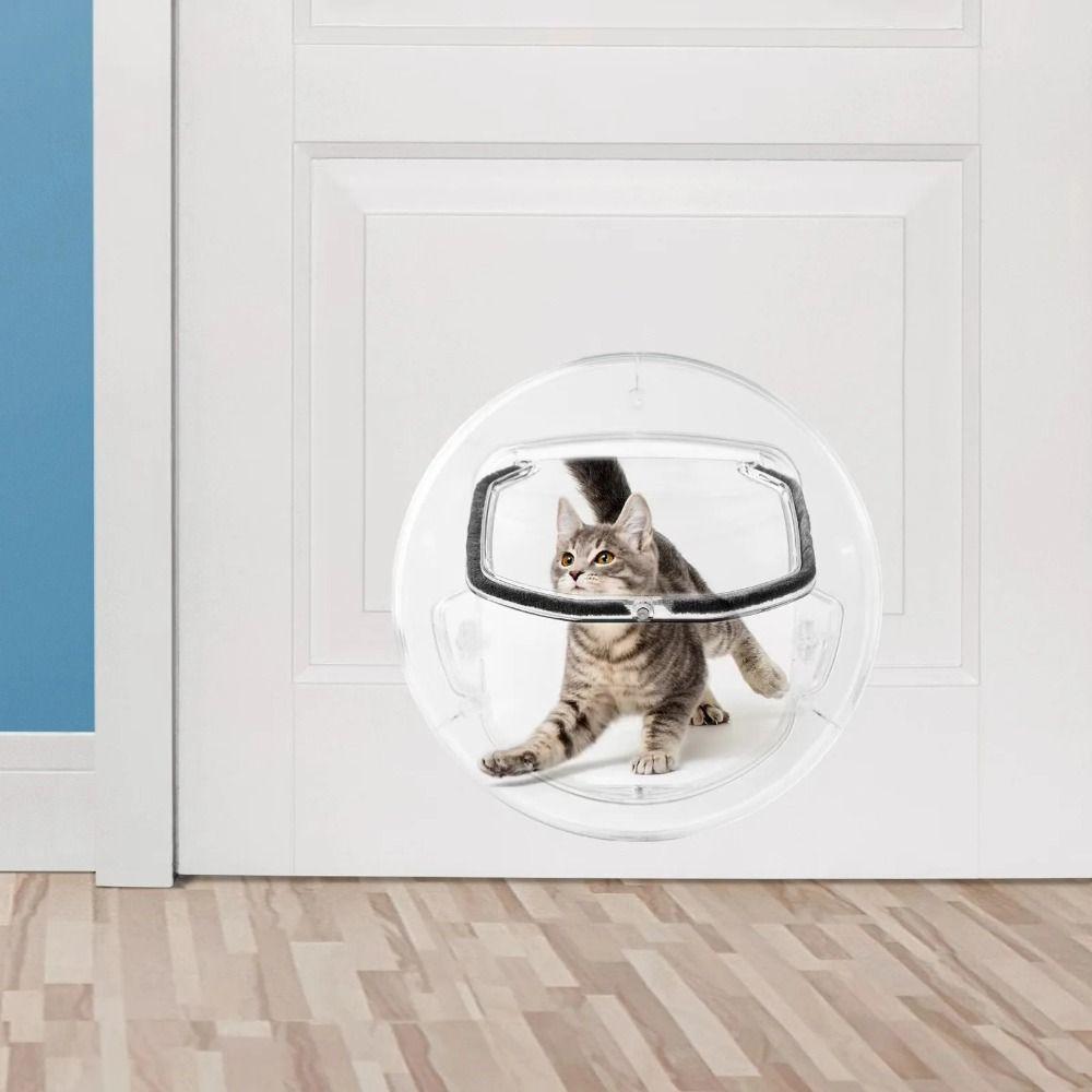 4 Ways Lock Dog Cat Flap Door Round Cat Interior Door Pets Dog Door Window  Sliding Glass Doors