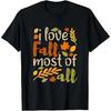 I Love Fall Most Of All Vintage Autumn Leaves Distressed T Shirt Vintage Casual Stretched Breathable Graphic Soft