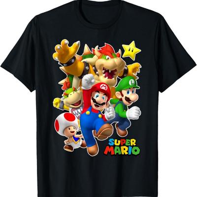 Super Mario Group Shot With Bowser 3D Poster T-Shirt